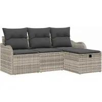 Syfax Gartensofa-set 4 stk. Hellgrau Poly-Rattan