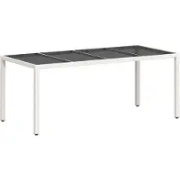 Syfax Gartentisch mit Glasplatte Weiß 190x90x75 cm Poly Rattan