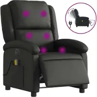 Syfax Massagesessel Elektrisch Schwarz Echtleder