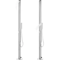 vidaXL Gartendusche mit Grauer Bodenplatte 225 cm Edelstahl