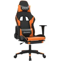 Syfax Gaming-Stuhl mit Fußstütze Schwarz und Orange Kunstleder