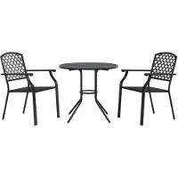 Syfax Gartenstuhl-Set 3-tlg. Stapelbar Pulverbeschichteter Stahl