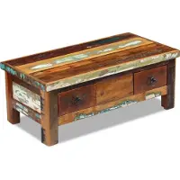 Syfax Couchtisch mit Schubladen Altholz Massiv 90x45x35 cm