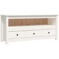 Syfax TV-Schrank Weiß 114x35x52 cm Massivholz Kiefer