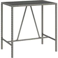 Syfax Bartisch mit Glasplatte Grau 110x70x110 cm Poly Rattan