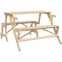 Syfax Picknicktisch mit Bänken 2-in-1 Massivholz Tanne