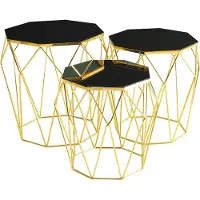 AEA Beistelltische Komplette Kaffeetische Sofatische 3tlg Couchtische Gold