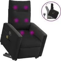Syfax Massagesessel mit Aufstehhilfe Schwarz Stoff