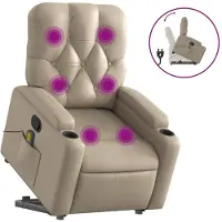 Syfax Massagesessel mit Aufstehhilfe Cappuccino-Braun Kunstleder