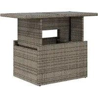 Syfax Gartentisch mit Glasplatte Grau 100x55x73 cm Poly Rattan