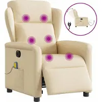 Syfax Massagesessel Elektrisch Creme Stoff