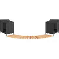 Syfax Whirlpool-Umrandung Schwarz Poly-Rattan und Massivholz Akazie