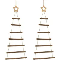 Syfax Hängende Weihnachtsbäume mit Spitzensternen 2 Stk. 42x90 cm
