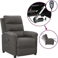 Syfax Relaxsessel Elektrisch Dunkelgrau Stoff