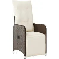 Syfax Gartensessel Verstellbar mit Kissen Braun Poly Rattan