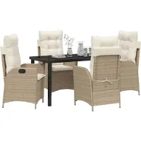 vidaXL Garten Essgruppe 5 stk. Beige Poly-Rattan