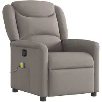 Syfax Massagesessel Taupe Stoff mit manueller Liegefunktion, 6-Punkt-Vibrationsmassage, Fernbedienung, Seitentasche, 78x95x100 cm