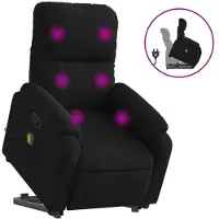 Syfax Massagesessel mit Aufstehhilfe Schwarz Mikrofasergewebe