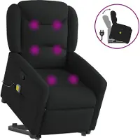 Syfax Massagesessel mit Aufstehhilfe Schwarz Stoff