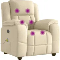 Syfax Creme Massagesessel aus Stoff mit Vibrationsfunktion, manueller Liegefunktion, 6 Massagepunkte, 96x99x102 cm (B x T x H)