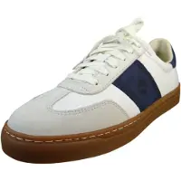 Timberland für Herren. TB0A43GGAFY1 Lisbon Street Weiß, blaue Leder-Turnschuhe (44.5), Wohnung, Schnürsenkel, Lässig