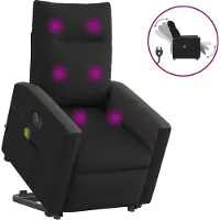 Syfax Elektrischer Massagesessel mit Aufstehhilfe Schwarz Stoff