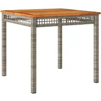 Syfax Gartentisch Grau 80x80x75 cm Poly Rattan Akazienholz