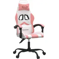 Syfax Gaming-Stuhl Drehbar Weiß und Rosa Kunstleder