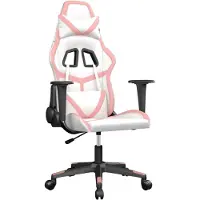 Syfax Gaming-Stuhl mit Massagefunktion Weiß und Rosa Kunstleder