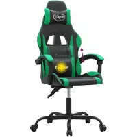 Syfax Gaming-Stuhl Drehbar Schwarz und Grün Kunstleder