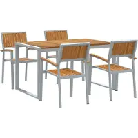 Syfax Garten Essgruppe 5 stk. Grau Massivholz Akazie