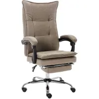 Syfax Ergonomischer Bürostuhl Taupe Stoff, höhenverstellbar, Liegefunktion, Fußstütze, 110 kg, 64x68x113-120 cm