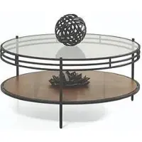 AEA Designer Couchtisch Luxus Glastisch Kaffee Rund Wohnzimmer Holz Tisch