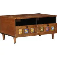 Syfax TV-Schränk mit Regal Walnuss 70 x 33 x 46 cm Massivholz Mango
