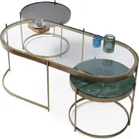 AEA Eleganter Couchtisch mit integriertem Beistelltisch-Design Oval