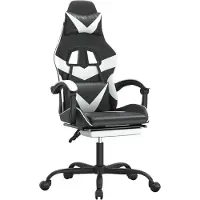 Syfax Gaming-Stuhl mit Fußstütze Drehbar Schwarz & Weiß Kunstleder