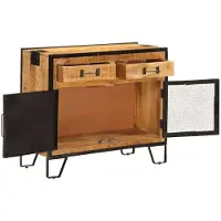 Syfax Sideboard 80x31x66 cm Massives Raues Mangoholz und Metall