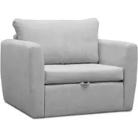 Beautysofa Schlafsessel LUNA, Hellgrau, Loungesessel mit Bettfunktion, Bettkasten, Veloursstoff
