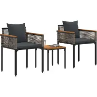vidaXL Gartenmöbel Set mit Kissen Grau und Dunkelgrau Poly-Rattan