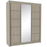 Beautysofa Schwebetürenschrank MARIKA 180 cm – Kleiderschrank mit Spiegel & Schiebetüren (Eiche Sonoma)