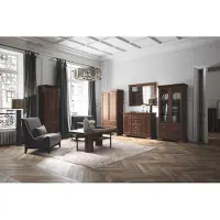 AEA Garnitur Vitrine Kommode 4tlg. Holz Möbel Regal Wohnzimmer Wohnwand Set Gruppe