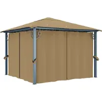 The Living Store Pavillon mit Vorhang 300x300 cm Taupe Aluminium
