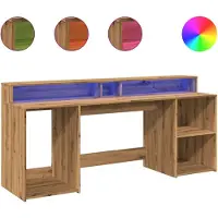 Syfax LED-Schreibtisch Artisan-Eiche 200x55x91 Holzwerkstoff