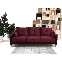 Beautysofa Moderne Schlafsofa mit Bettkasten LENNY, Sofa mit Relaxfunktion, Couch inklusive Wellenunterfederung (Stoff: riviera 59 - rot)