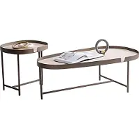 AEA Eleganter Couchtisch mit runder Form und stabilem Metallgestell.