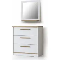 AEA Moderne Weiße 3-Schubladen Kommode Designer Quadratischer Spiegel 2tlg