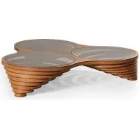 AEA Exklusive Luxus Wohnzimmer Couchtisch Braun Farbe mit Glasplatte Modern