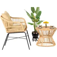 AEA 2tlg. Set Garten Möbel Terrasse Sessel Couchtisch Rattan Hochwertiges Modern Lux