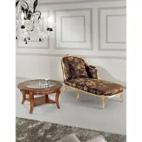 AEA Klassische Chaiselongue + Couchtisch Gold Blumen Liege Italienische Möbel Tisch