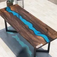 Xl Moebel Gmbh Epoxid Harz Fluss Tisch Echtes Massiv Holz Blau Wasser Tissche Epoxy Möbel